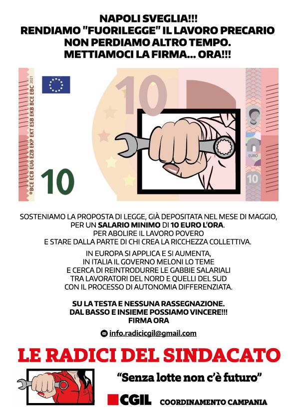 Salario minimo a 10 euro l’ora? “Firmiamo!”