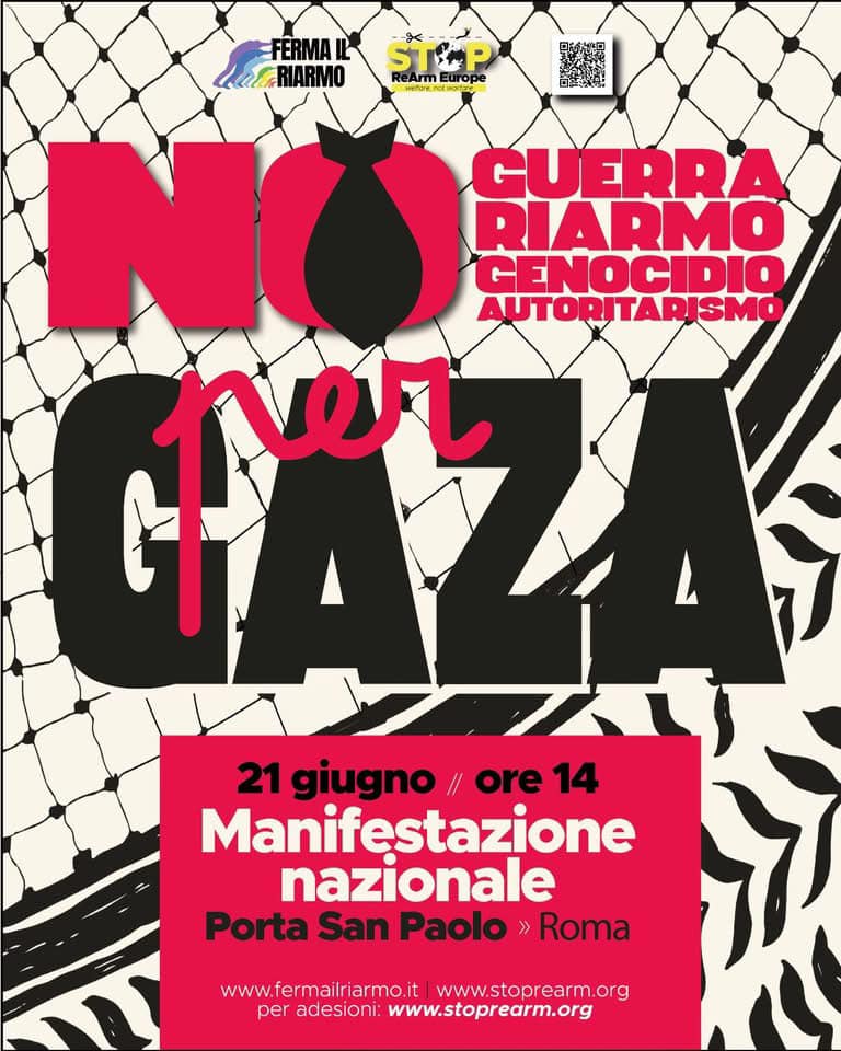 21 giugno, Manifestazione a Roma per&nbsp;Gaza